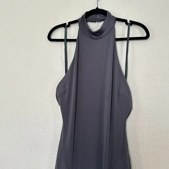 House Of CB Juliette Shadow‎ Halter Gown gray Maxi gown NWOT size Large